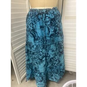 J Gee Tiered Teal Black Maxi Skirt Size XL Cotton Lightweight Festival Boho